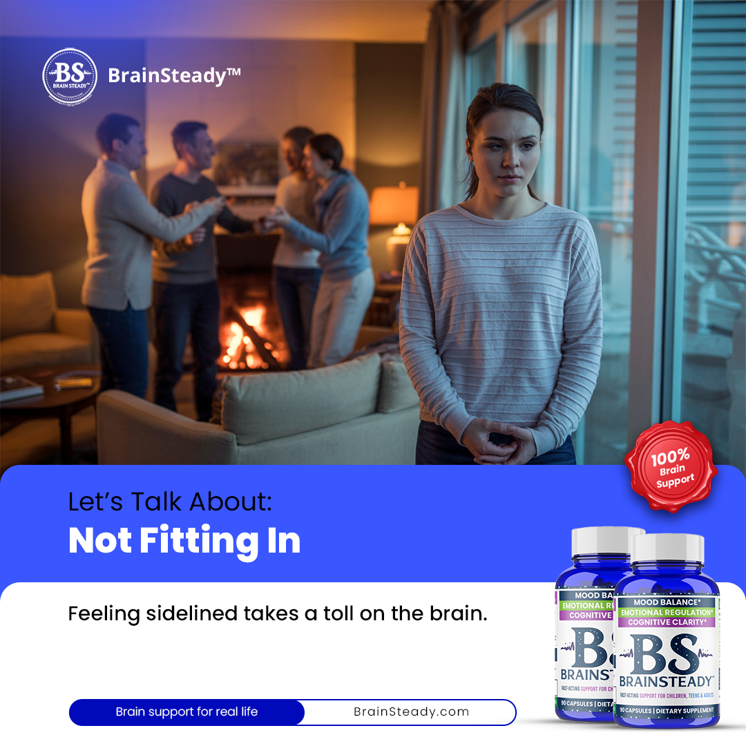 Teen alone near a group at a gathering